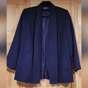 Elegant Fashions Navy Blue Wool Blazer